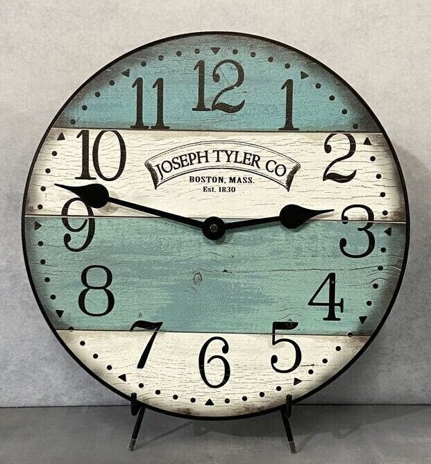 Barnwood Aqua & White Wall Clock - CustomBigClocks