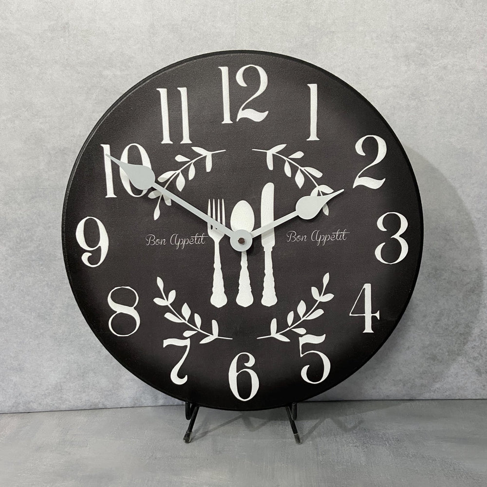 Bon Appetit Black Wall Clock - CustomBigClocks