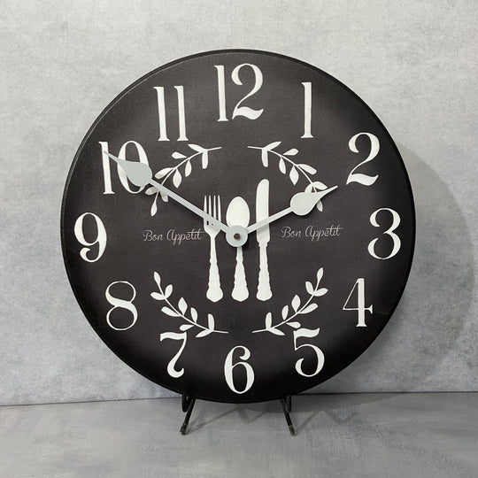 Bon Appetit Black Wall Clock - CustomBigClocks