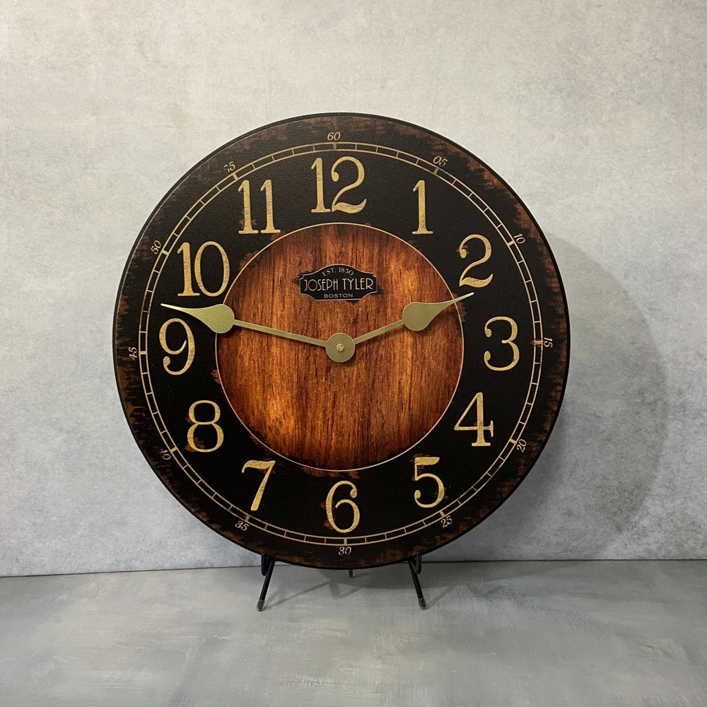 Rustic Black & Wood Wall Clock - CustomBigClocks