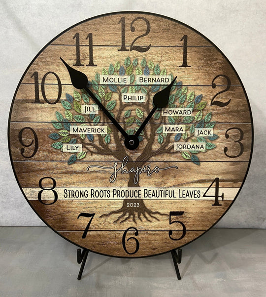 Personalized Wood Family Tree Clock - CustomBigClocks