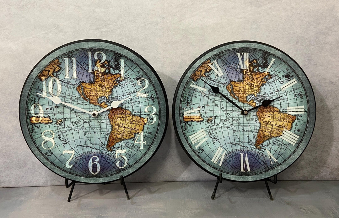 Vincenzo Blue World Mapclock - CustomBigClocks