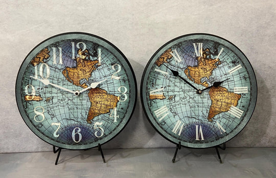 Vincenzo Blue World Mapclock - CustomBigClocks
