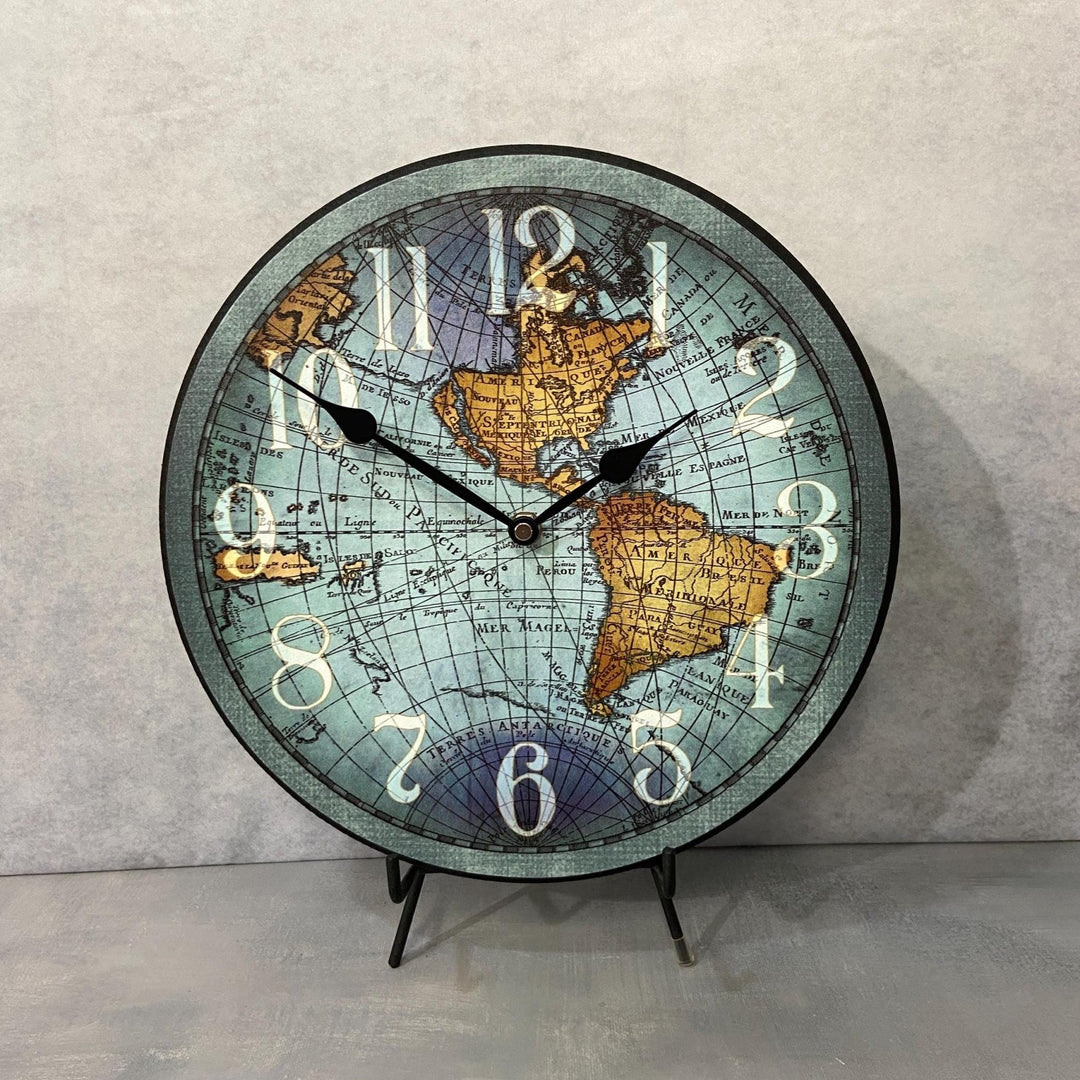 Vincenzo Blue World Mapclock - CustomBigClocks