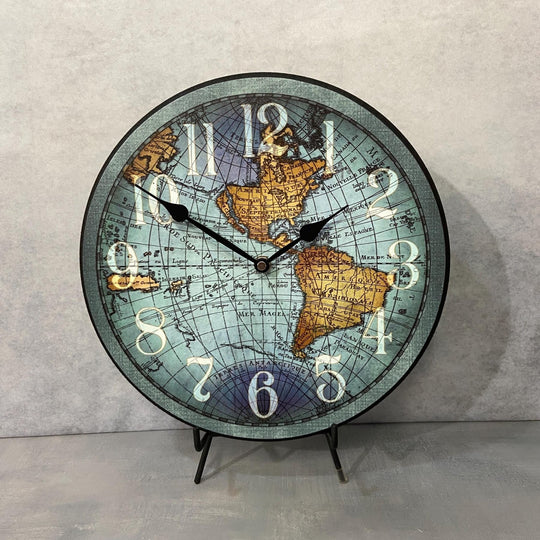 Vincenzo Blue World Mapclock - CustomBigClocks