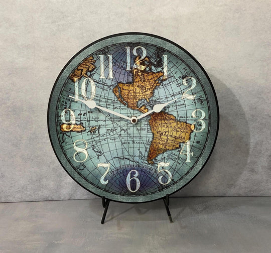 Vincenzo Blue World Mapclock - CustomBigClocks
