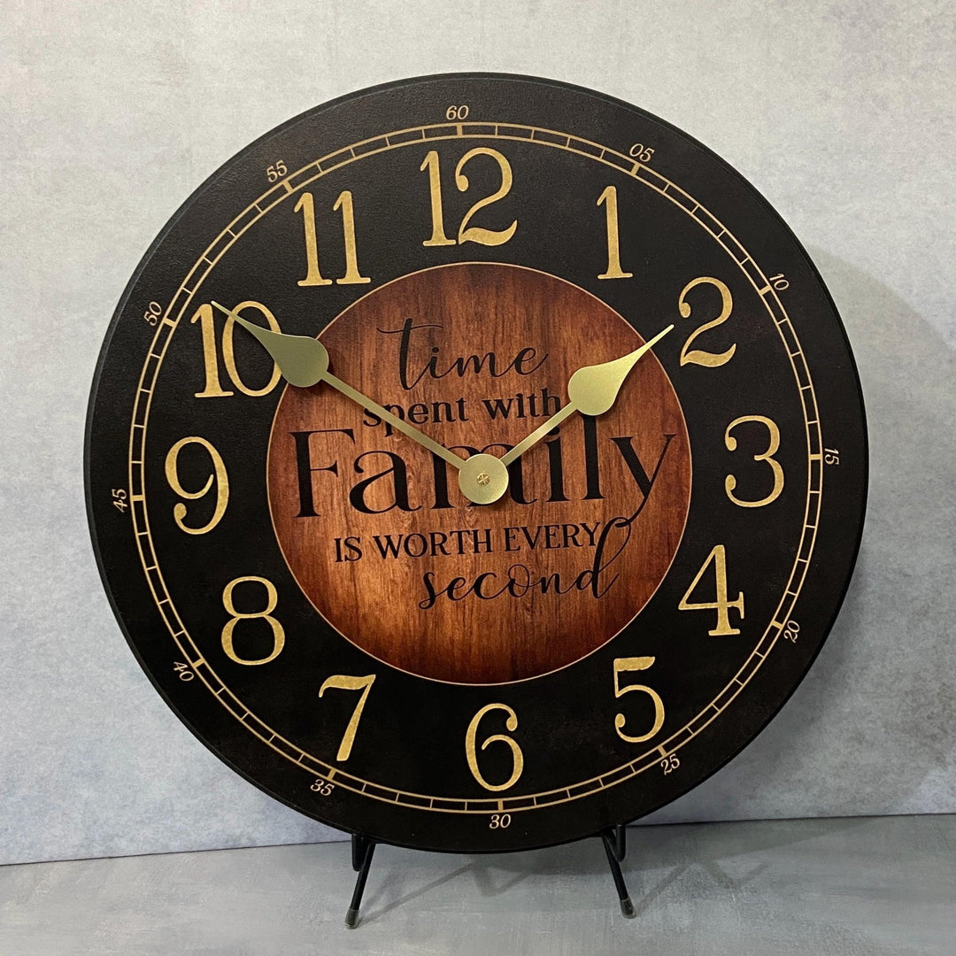 Black &amp; Wood Family - CustomBigClocks