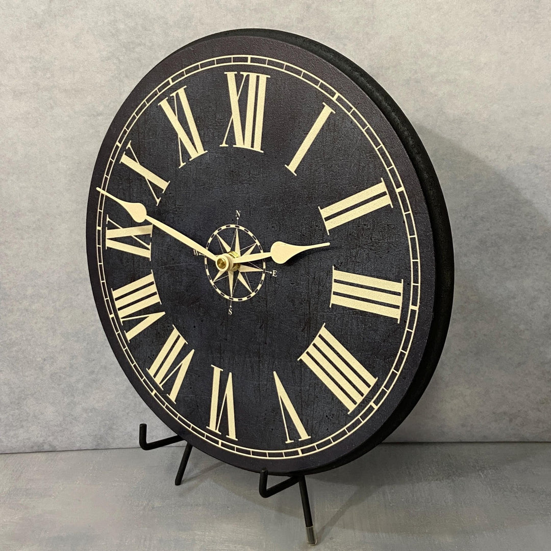 Nautical Navy &amp; Tan Wall Clock - CustomBigClocks