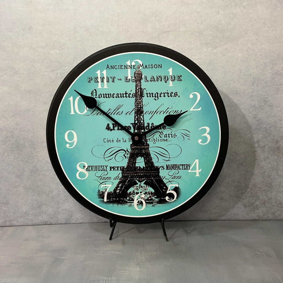 Paris Love Teal Wall Clock - CustomBigClocks