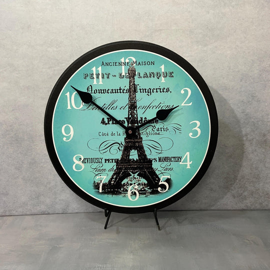 Paris Love Teal Wall Clock - CustomBigClocks