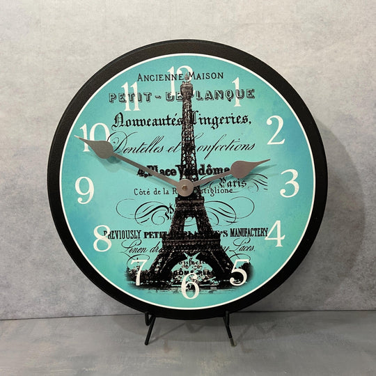 Paris Love Teal Wall Clock - CustomBigClocks