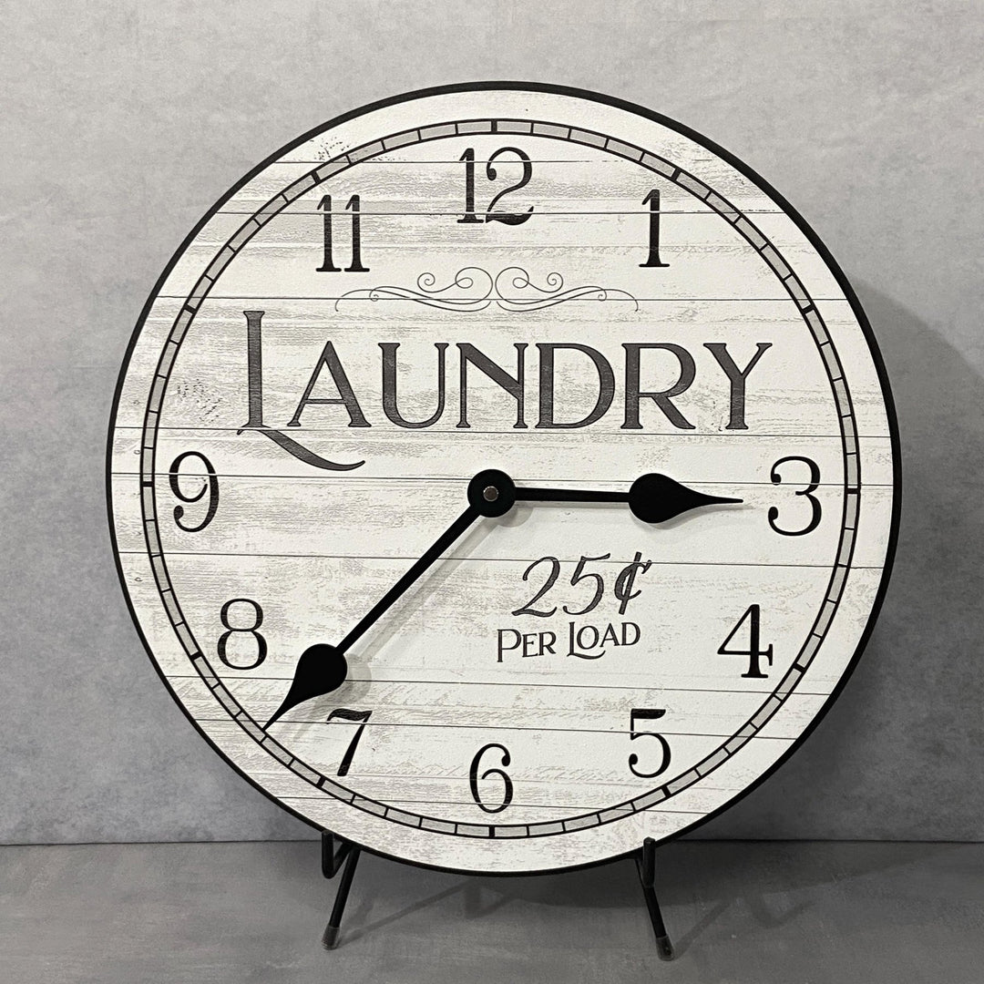 White Laundry Wall Clock - CustomBigClocks