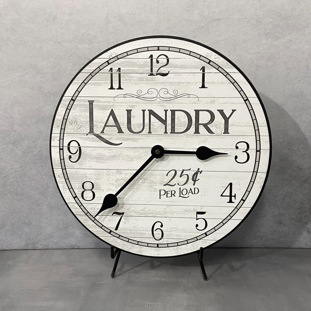 White Laundry Wall Clock - CustomBigClocks