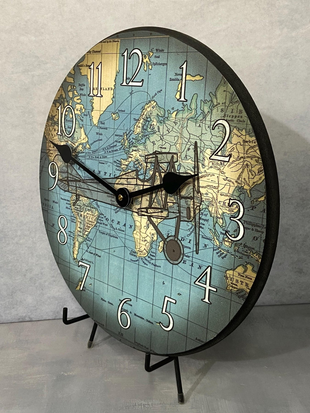 Around The World Airplane Wall Clock - CustomBigClocks