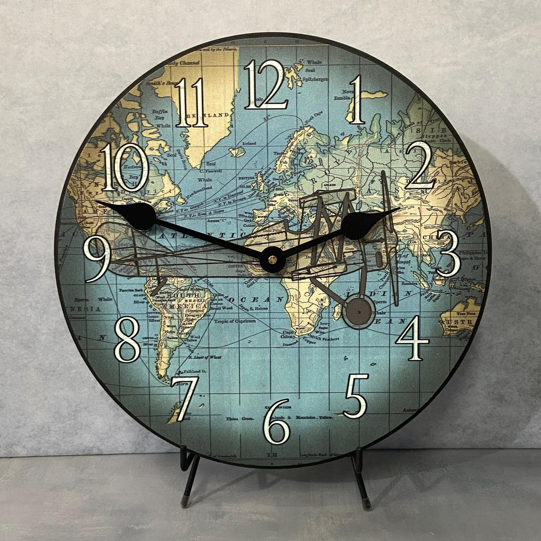 Around The World Airplane Wall Clock - CustomBigClocks
