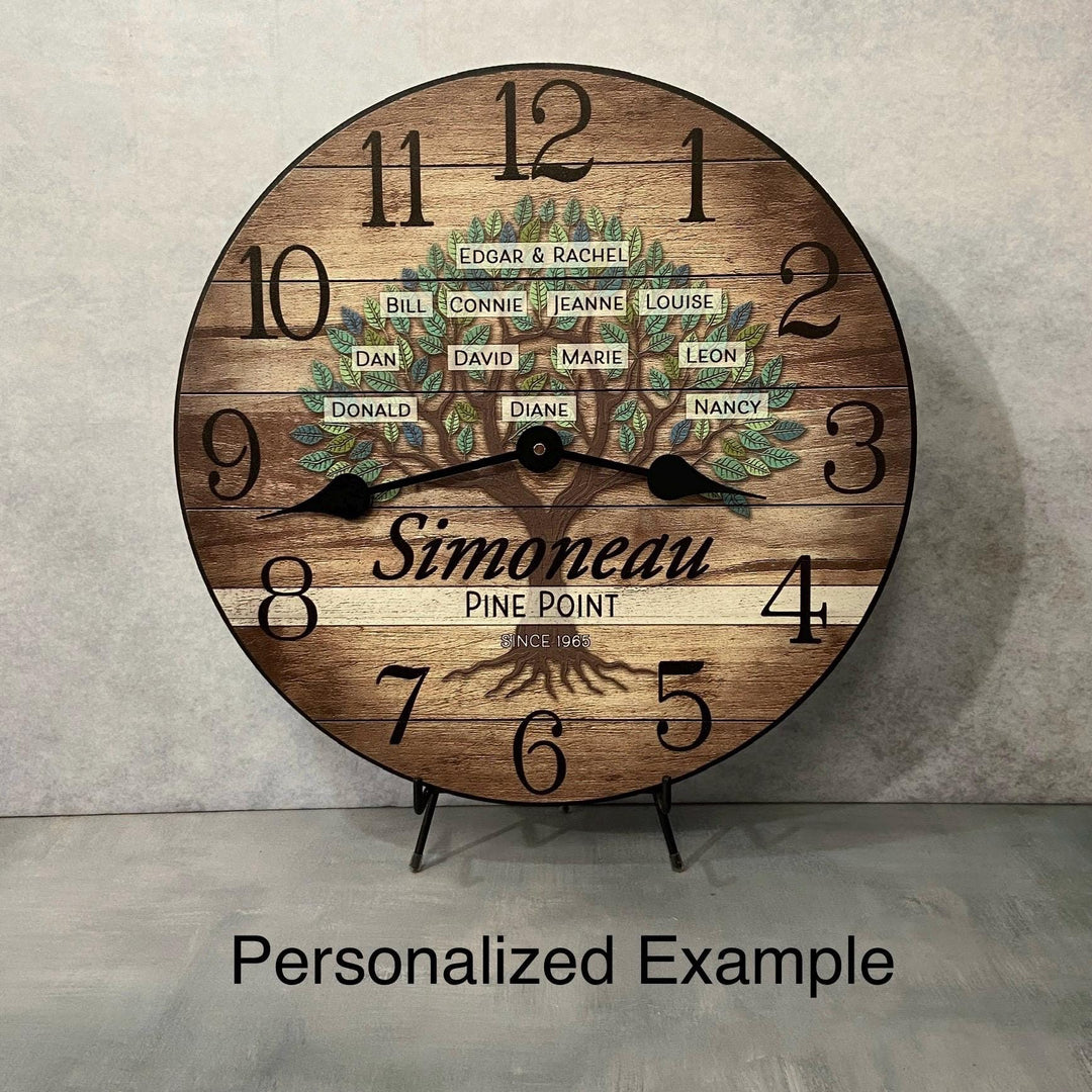 Personalized Wood Family Tree Clock - CustomBigClocks