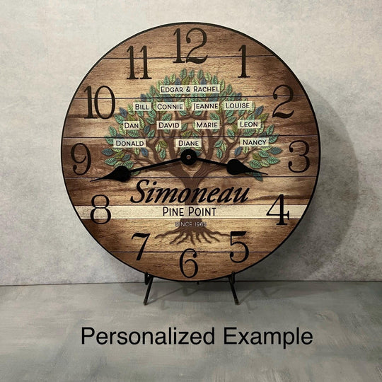 Personalized Wood Family Tree Clock - CustomBigClocks
