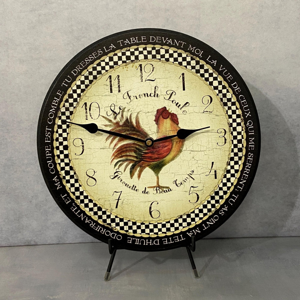 Romantic Rooster Black Wall Clock - CustomBigClocks