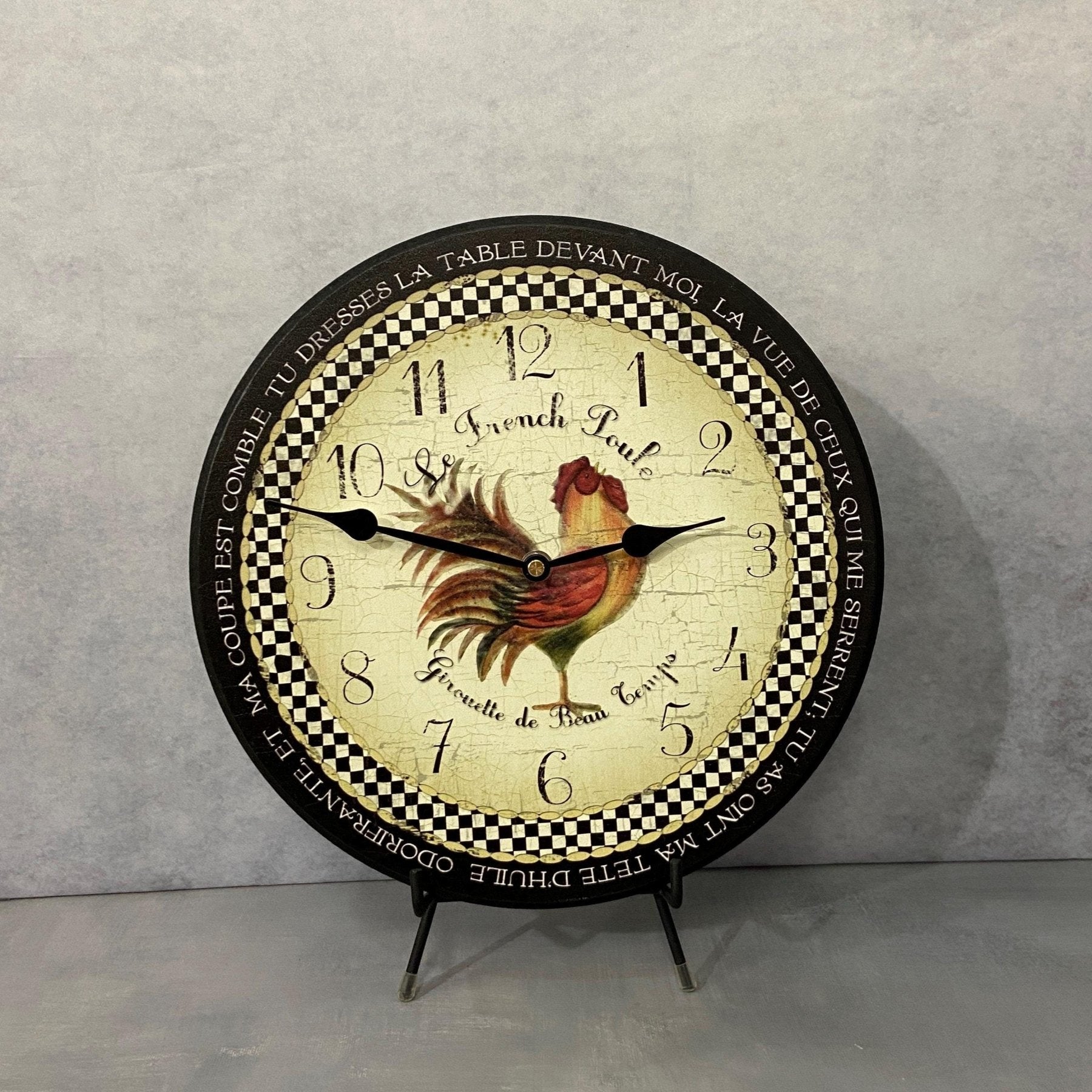 Romantic Rooster Black Wall Clock - CustomBigClocks