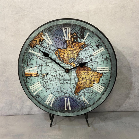 Vincenzo Blue World Mapclock - CustomBigClocks