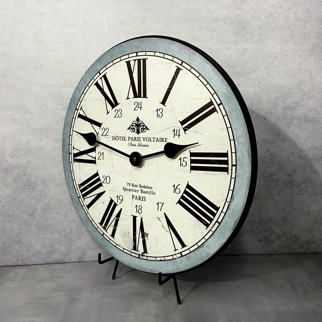 Hotel Paris Voltaire Blue Wall Clock - CustomBigClocks