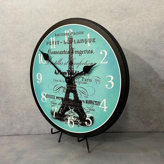 Paris Love Teal Wall Clock - CustomBigClocks