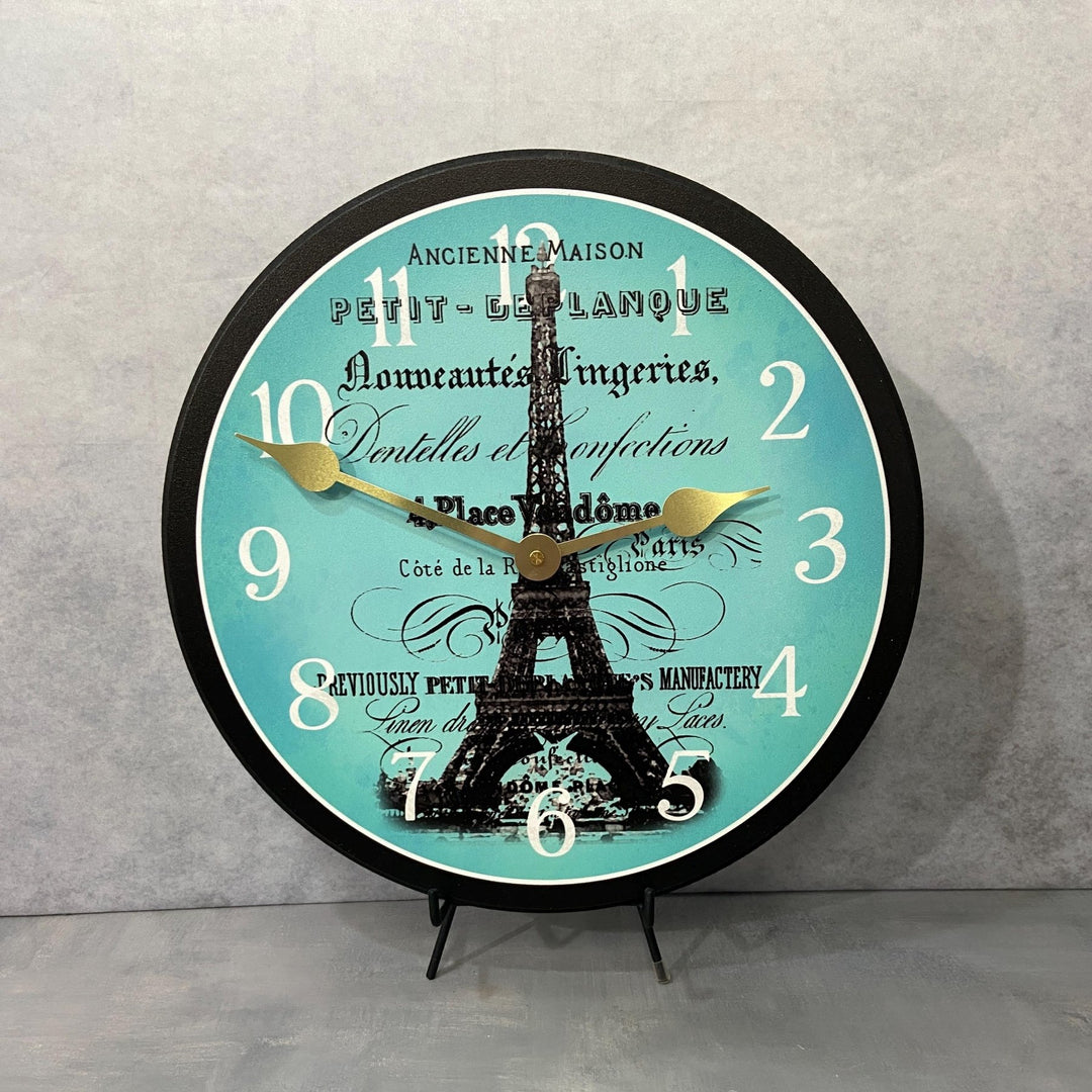 Paris Love Teal Wall Clock - CustomBigClocks