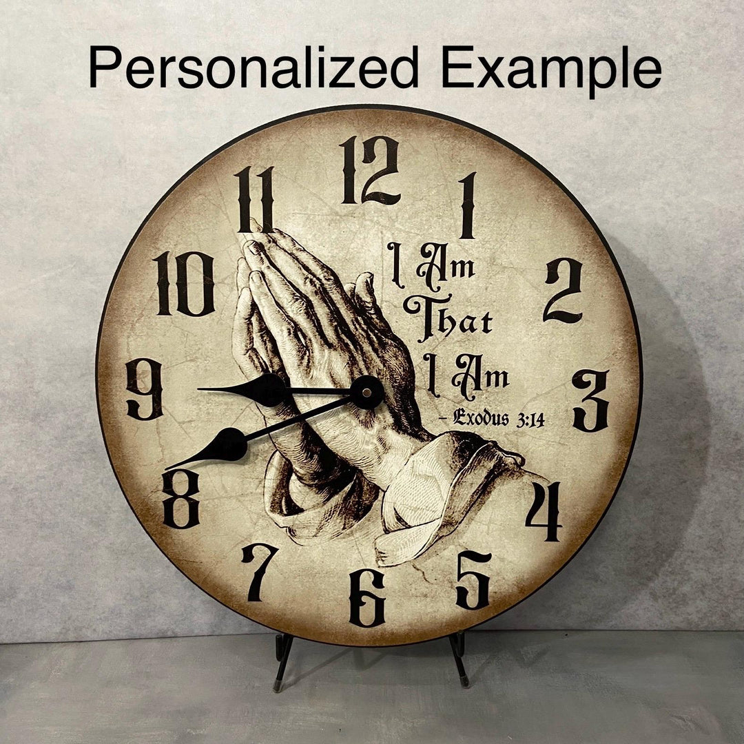 Parchment Praying Hands Wall Clock - CustomBigClocks