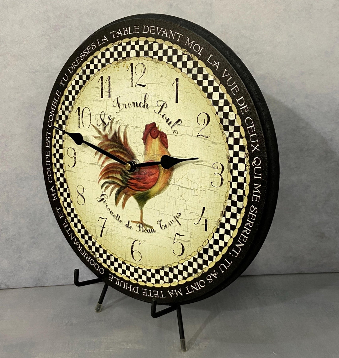 Romantic Rooster Black Wall Clock - CustomBigClocks