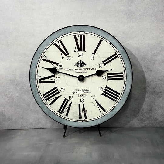 Hotel Paris Voltaire Blue Wall Clock - CustomBigClocks