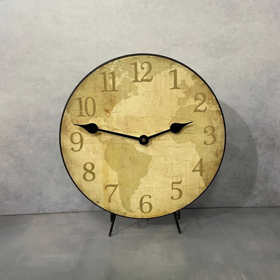 Parchment World Map Wall Clock. 7 Sizes - CustomBigClocks