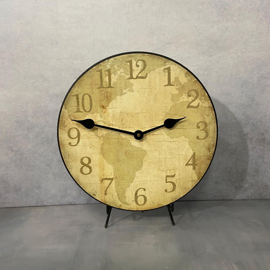 Parchment World Map Wall Clock. 7 Sizes - CustomBigClocks