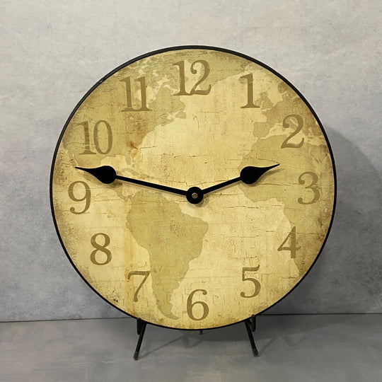 Parchment World Map Wall Clock. 7 Sizes - CustomBigClocks