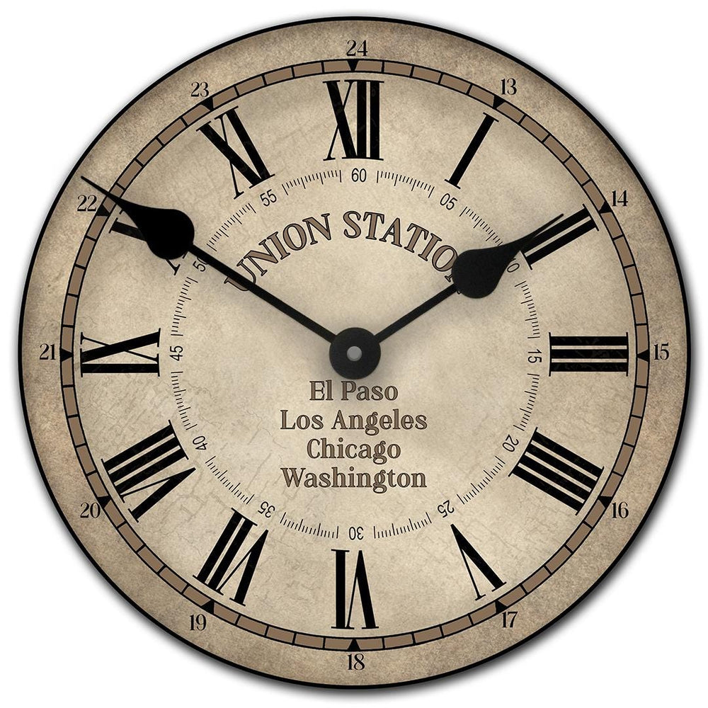 Union Station Parchment Wall Clock - CustomBigClocks
