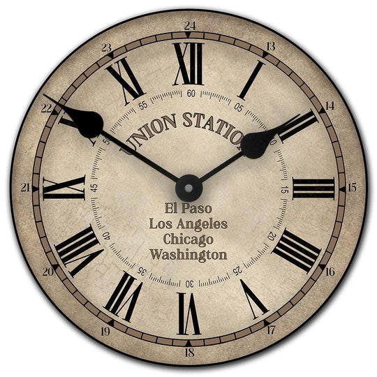 Union Station Parchment Wall Clock - CustomBigClocks