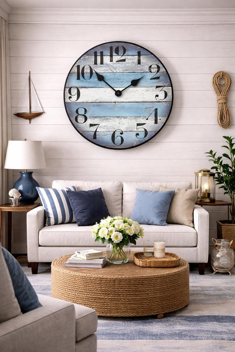 Nantucket Blue Wall Clock - CustomBigClocks
