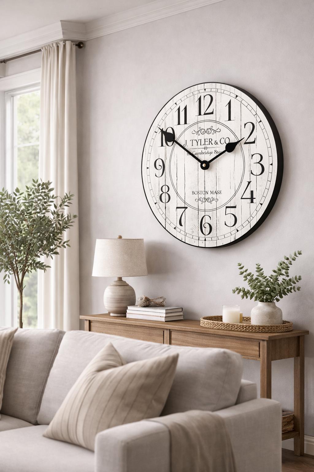 Harbor White Wall Clock - CustomBigClocks