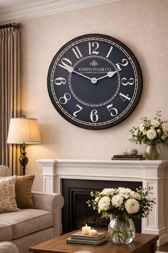 Blue &amp; White Wall Clock - CustomBigClocks
