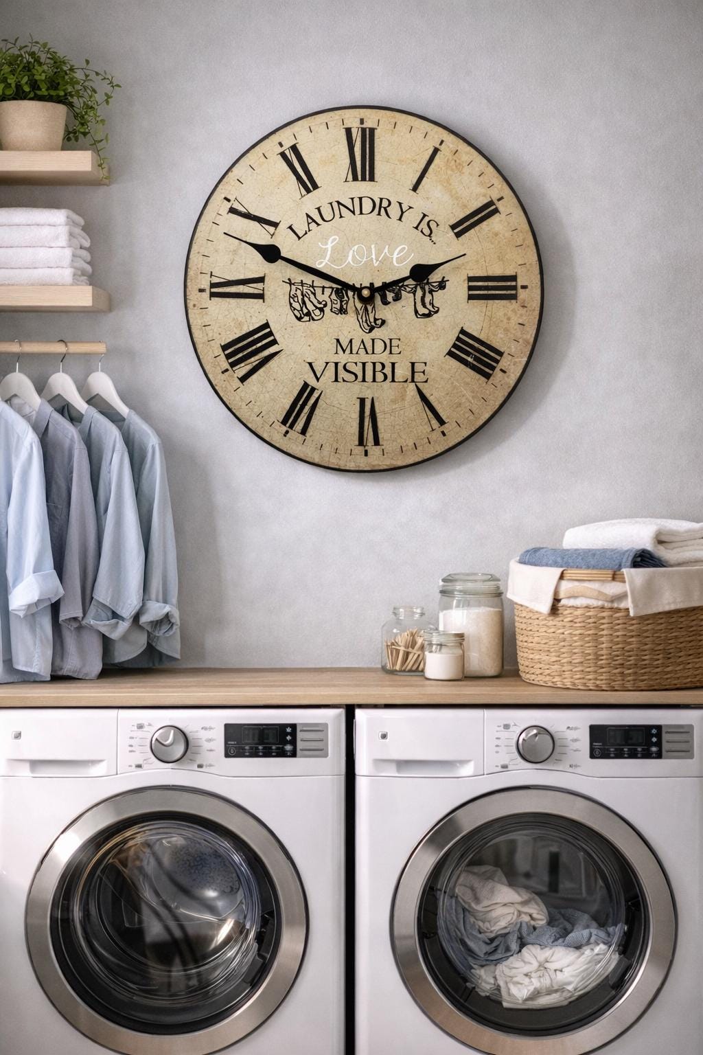 Laundry Is Love Wall Clock - CustomBigClocks