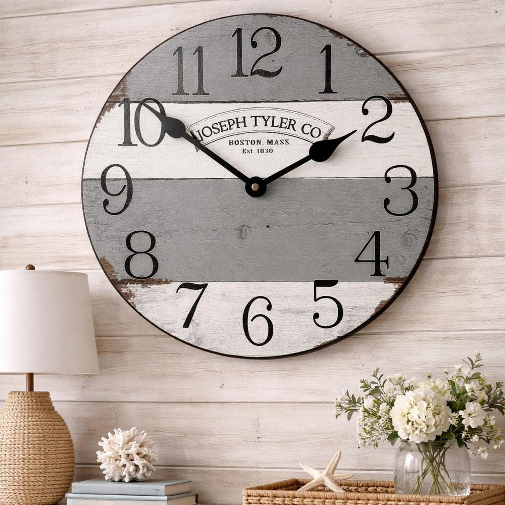 Barnwood Gray & White Wall Clock - CustomBigClocks