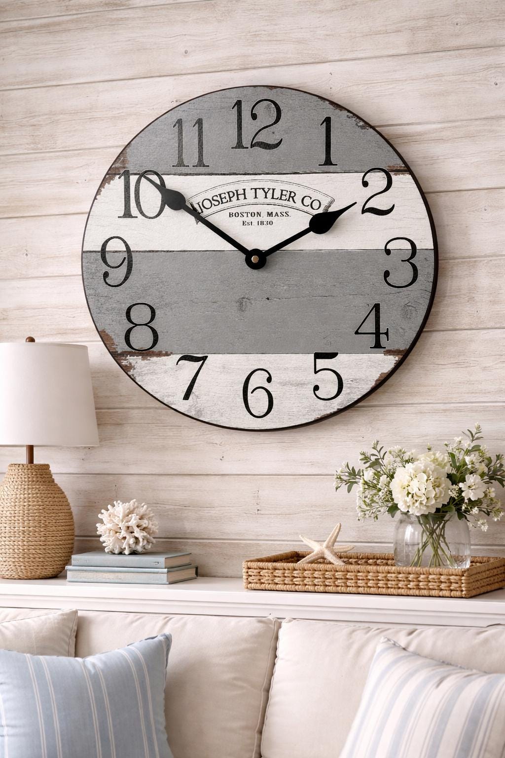 Barnwood Gray & White Wall Clock - CustomBigClocks