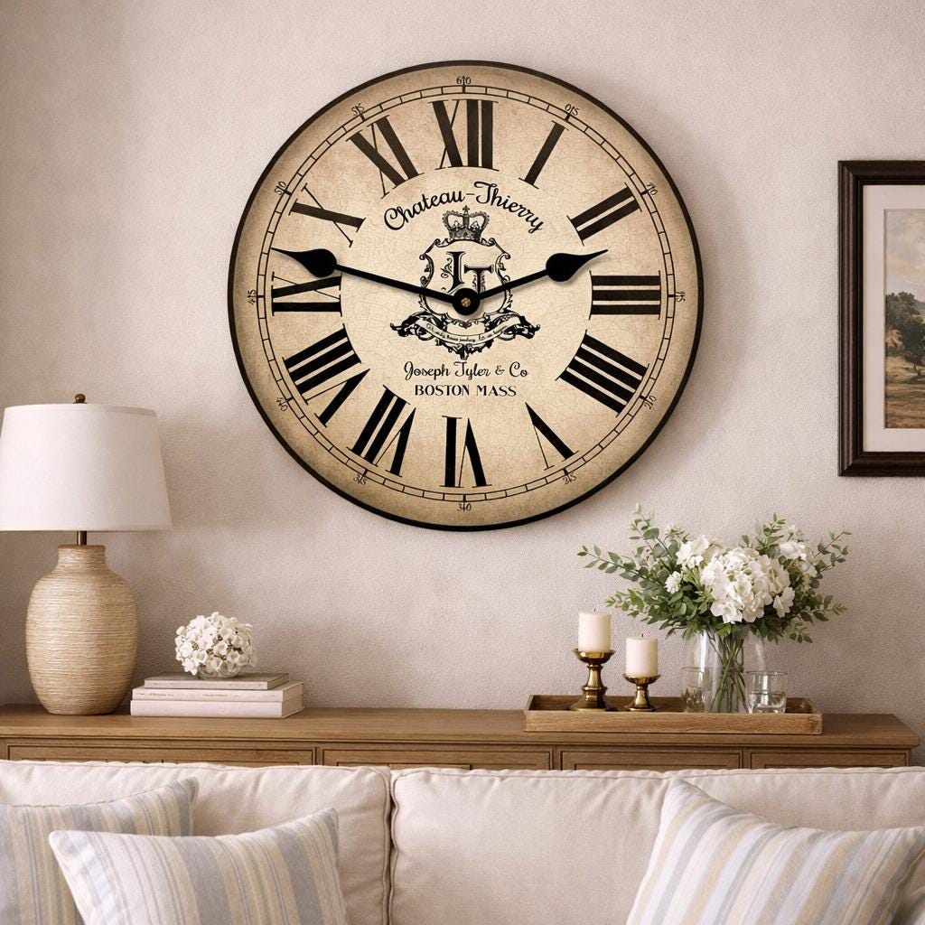 Chateau Thierry Parchment Wall Clock - CustomBigClocks
