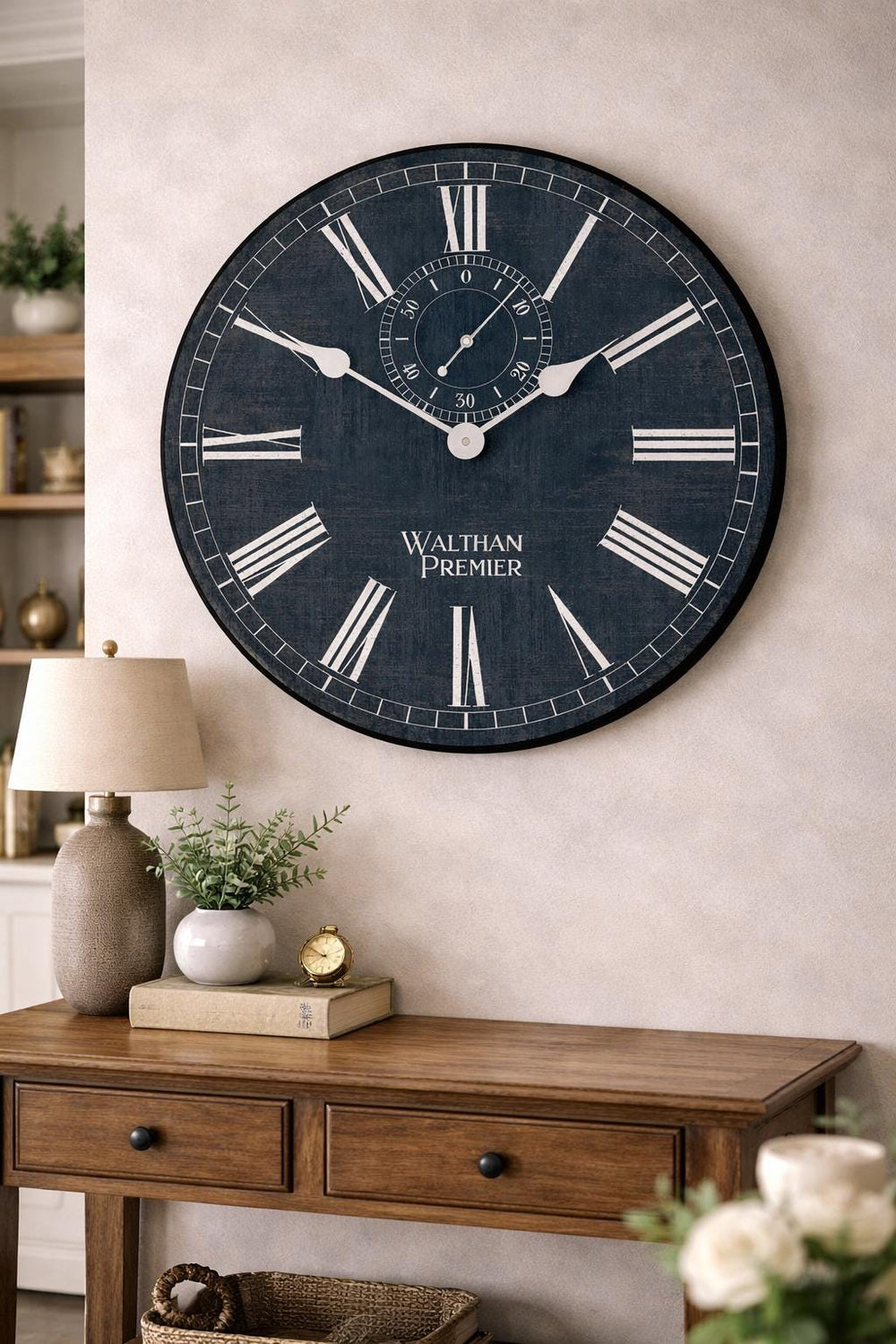 Navy Alston Walton Clock - CustomBigClocks