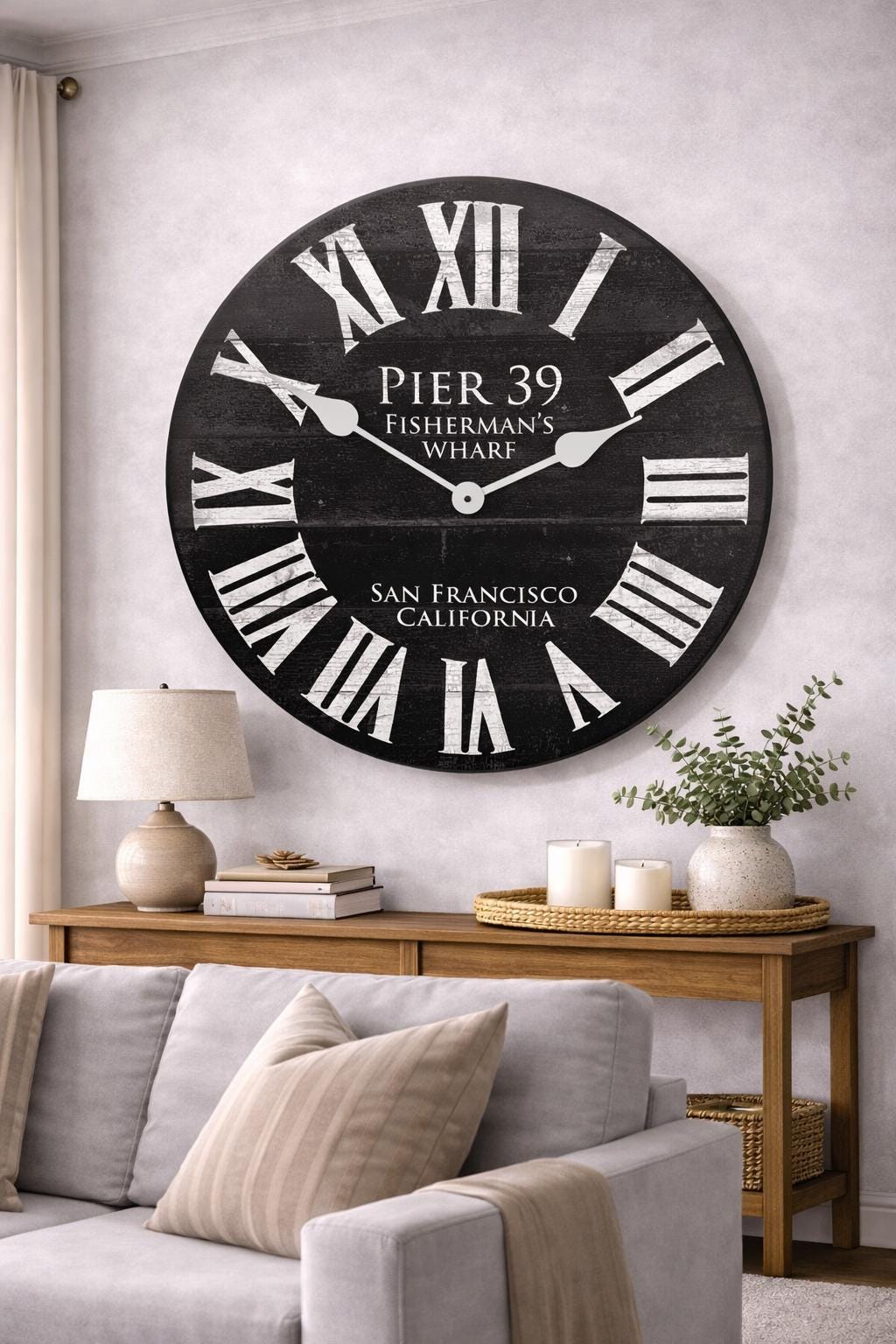 Pier 39 Black Wall Clock - CustomBigClocks