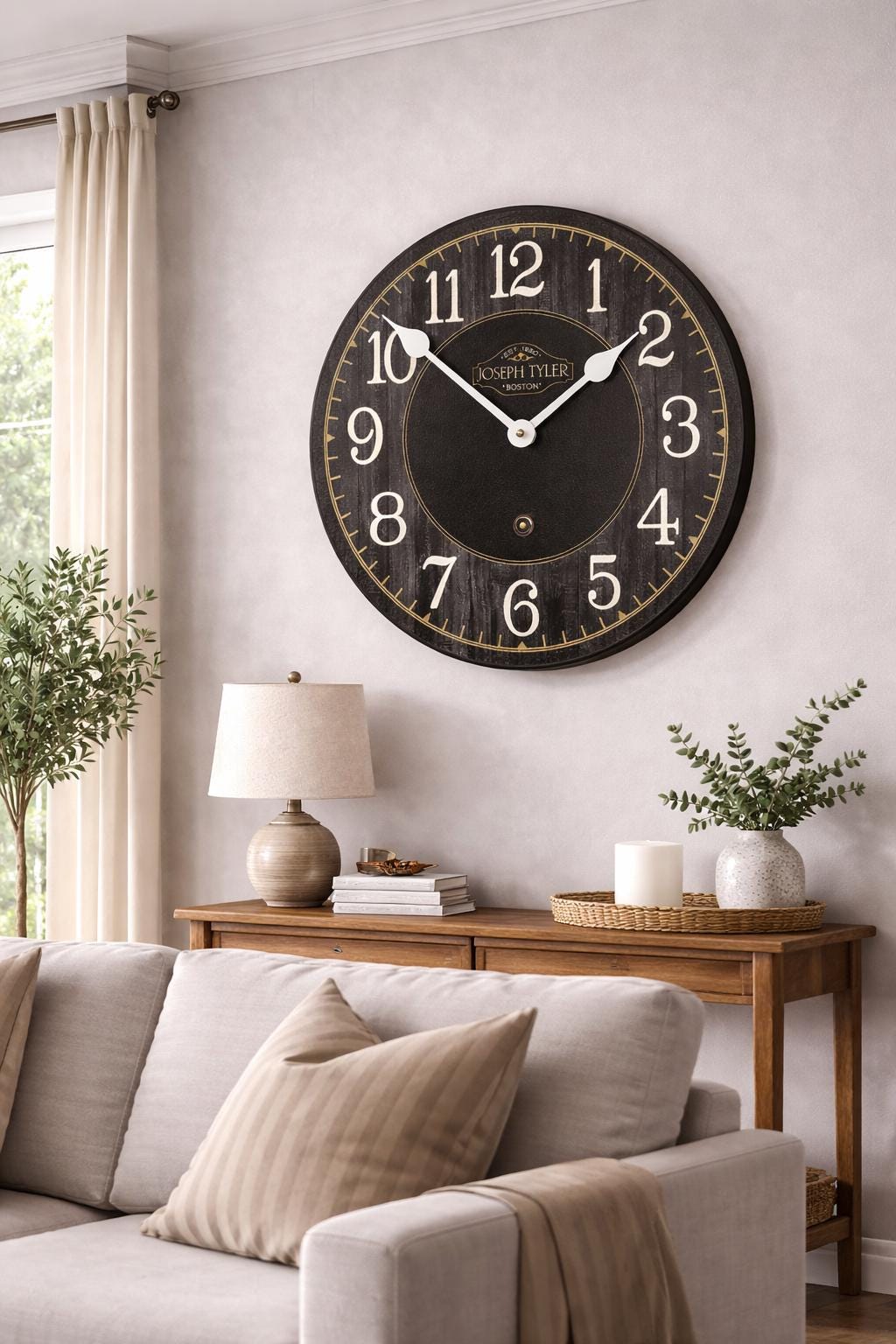 Black & Gray Wood Wall Clock - CustomBigClocks