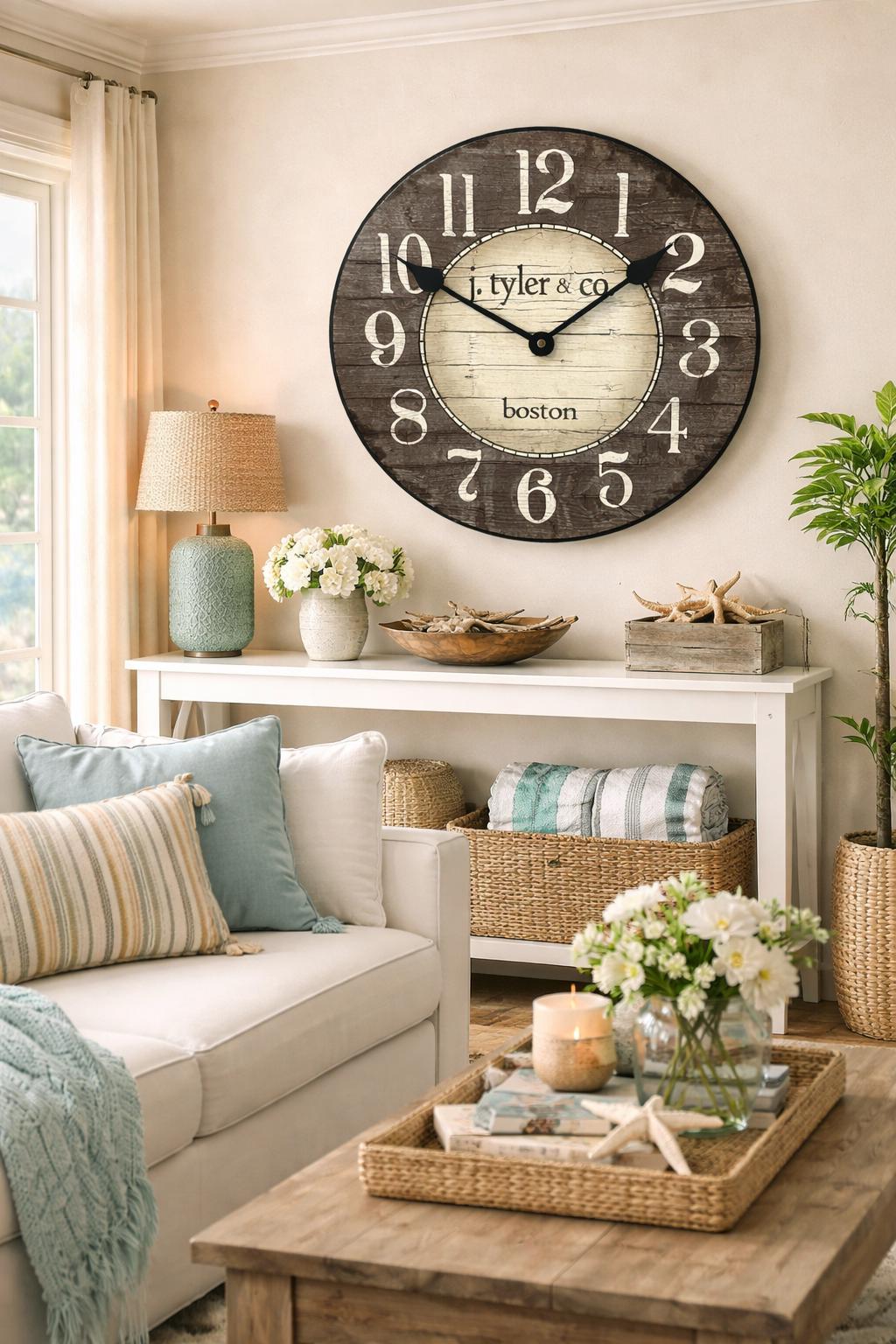 Boston Harbor Gray Wall Clock - CustomBigClocks