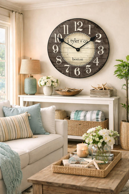 Boston Harbor Gray Wall Clock - CustomBigClocks
