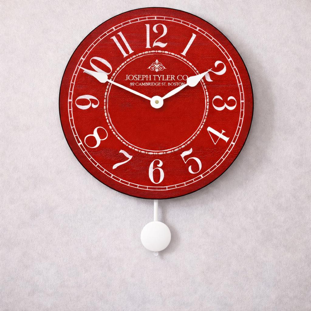 Red &amp; White Pendulum Wall Clock - CustomBigClocks