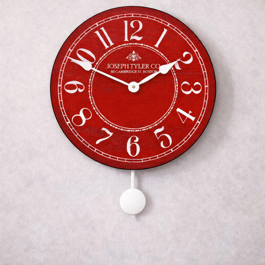 Red &amp; White Pendulum Wall Clock - CustomBigClocks