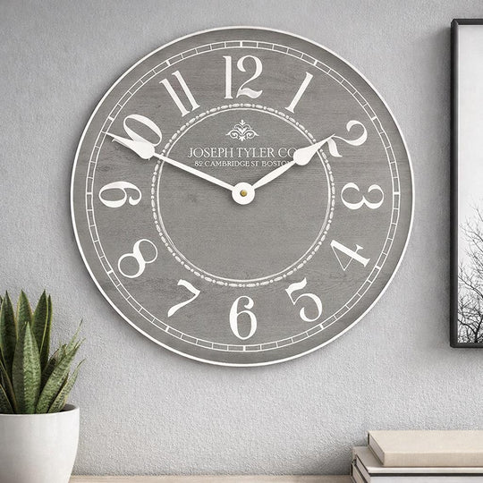 Gray &amp; White Wall Clock - CustomBigClocks